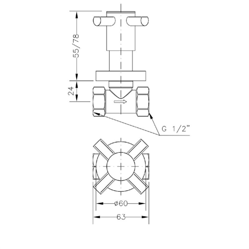 Kross In-Wall Stopcock/Shut Off Valve